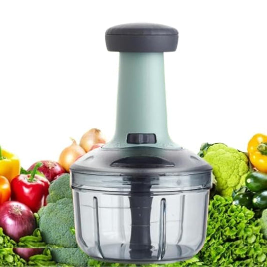Manual Push Chopper – Hand Press Vegetable & Fruit Cutter with 6 Stainless Steel Blades.
