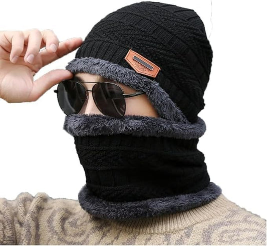 Beanie Cap & Neck Warmer for Men & Women