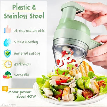 4 in 1 Electric Handheld Cooking Hammer Vegetable Cutter Set Electric Food Chopper